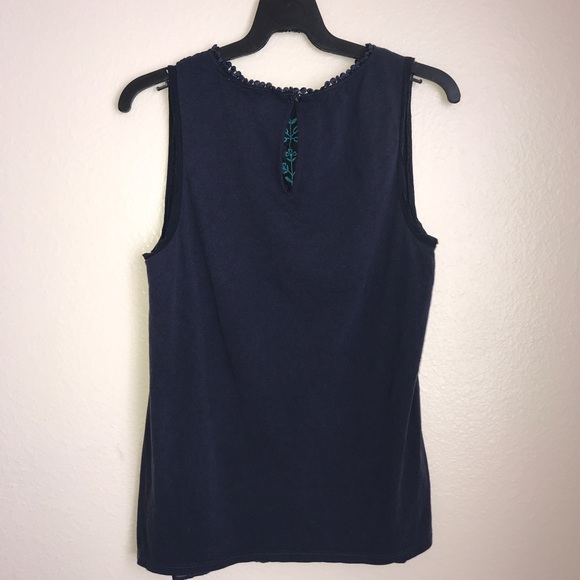 LOFT Blue Embroidered Peasant Tank Boho - Picture 3 of 6